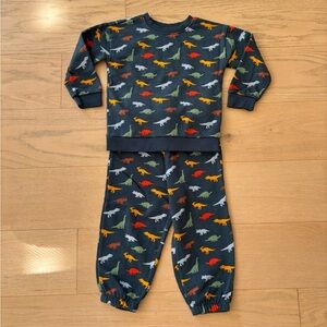 Hanna Andersson toddler dinosaur print sweatshirt set, size 3T.